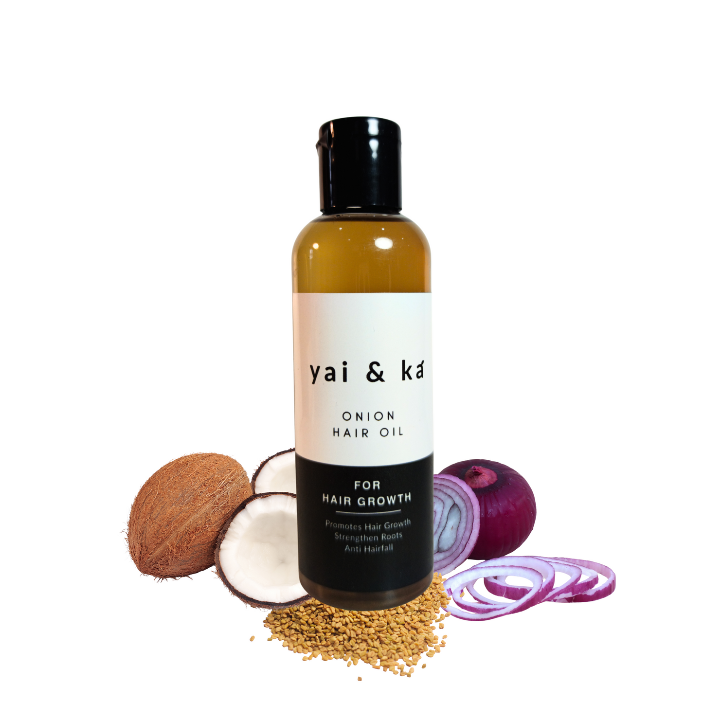 yai & ka Onion + Coconut Hair Oil | Onion , Coconut Oil & Herbal Extracts | Boosts Hair Growth, Reduces Hair Fall, Nourishes Scalp | For Men & Women, 100ml